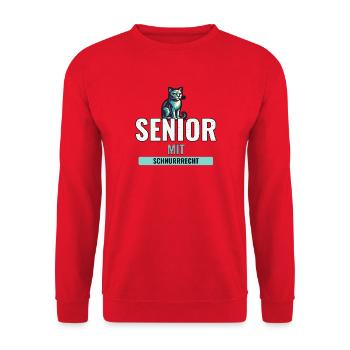 Geschenk zur Adoption einer älteren Katze - Unisex Pullover - Rot - Vorne - Alina (178cm) & Michal (187cm)