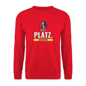 Geschenk zum Welpenschul-Abschluss mit Hund - Unisex Pullover - Rot - Vorne - Alina (178cm) & Michal (187cm)