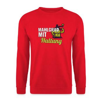 Geschenk für Hobby Baristas und Kaffeestarter - Unisex Pullover - Rot - Vorne - Alina (178cm) & Michal (187cm)