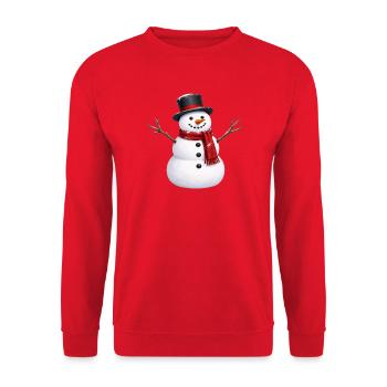 Schneemann - Unisex Pullover - Rot - Vorne - Alina (178cm) & Michal (187cm)