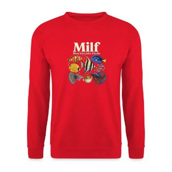 Ich liebe Fische - Unisex Pullover - Rot - Vorne - Alina (178cm) & Michal (187cm)