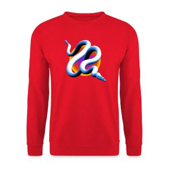 Abstrakte 3D Welle - Fluid Art - Unisex Pullover - Rot - Vorne - Alina (178cm) & Michal (187cm)