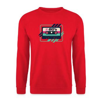 Lustiges 80er-Jahre-Kassetten-Retro-Mixtape 90er-Throwback - Unisex Pullover - Rot - Vorne - Alina (178cm) & Michal (187cm)