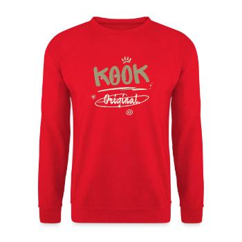 Kook Original trendiger minimalistischer Boho - Unisex Pullover - Rot - Vorne - Alina (178cm) & Michal (187cm)