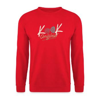 Kook Original Spirale Groovy Retro 70er  - Unisex Pullover - Rot - Vorne - Alina (178cm) & Michal (187cm)
