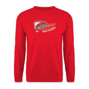 Busfahrer Ich Und Meine Follower Kolonne Lustiger - Unisex Pullover - Rot - Vorne - Alina (178cm) & Michal (187cm)