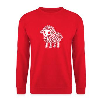Süßes Skelett Schaf Lamm Bauernhof Cartoon Shirt - Unisex Pullover - Rot - Vorne - Alina (178cm) & Michal (187cm)