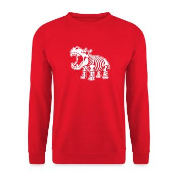 Süßes Skelett Nilpferd Flusspferd Cartoon Shirt - Unisex Pullover - Rot - Vorne - Alina (178cm) & Michal (187cm)