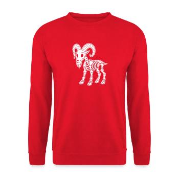 Süßes Skelett Bergziege Ziege Cartoon Shirt - Unisex Pullover - Rot - Vorne - Alina (178cm) & Michal (187cm)