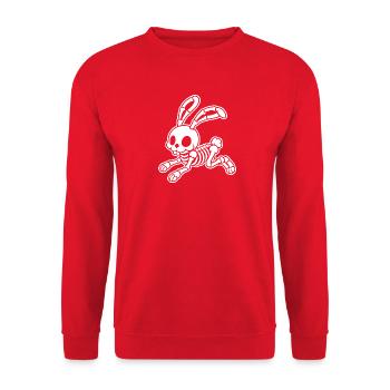 Süßes Skelett Hase Kaninchen Ostern Cartoon Shirt - Unisex Pullover - Rot - Vorne - Alina (178cm) & Michal (187cm)