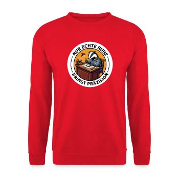 Uhrmacher Uhren Präzision Feinmechaniker T-Shirt - Unisex Pullover - Rot - Vorne - Alina (178cm) & Michal (187cm)