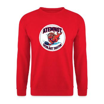 Unterwasserhockey-Puck-Pusher Design - Unisex Pullover - Rot - Vorne - Alina (178cm) & Michal (187cm)