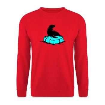 Seelöwe auf Eisscholle - Unisex Pullover - Rot - Vorne - Alina (178cm) & Michal (187cm)