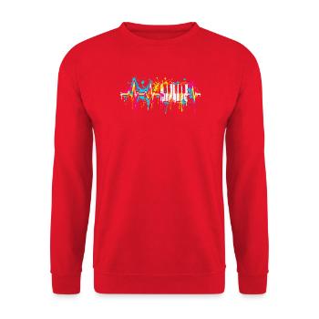 Neon Tasten Farbspritzer - Unisex Pullover - Rot - Vorne - Alina (178cm) & Michal (187cm)