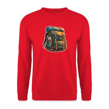 Sonnenuntergang Rucksack Abenteuer - Unisex Pullover - Rot - Vorne - Alina (178cm) & Michal (187cm)