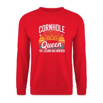  Cornhole Queen The Legend Has Arrived Königin Des - Unisex Pullover - Rot - Vorne - Alina (178cm) & Michal (187cm)