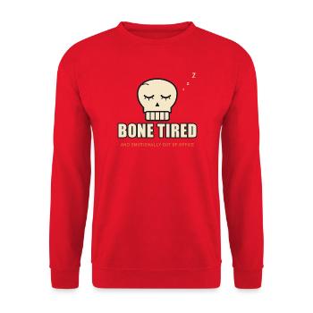 Sleeping Skull Bone müde – Halloween-müde - Unisex Pullover - Rot - Vorne - Alina (178cm) & Michal (187cm)