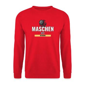 Strickanfänger Geschenk fürs erste fertige Stück - Unisex Pullover - Rot - Vorne - Alina (178cm) & Michal (187cm)