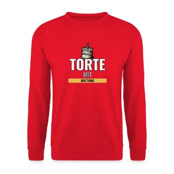 Geschenk für Hobbybäcker mit ihrem ersten Festtags - Unisex Pullover - Rot - Vorne - Alina (178cm) & Michal (187cm)