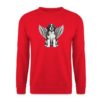 Berner Sennenhund Engel Abschied Flügel - Unisex Pullover - Rot - Vorne - Alina (178cm) & Michal (187cm)