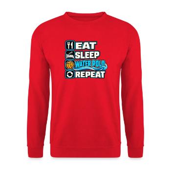 Eat Sleep Water Polo Repeat - Unisex Pullover - Rot - Vorne - Alina (178cm) & Michal (187cm)