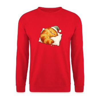Schlafendes Croissant - Unisex Pullover - Rot - Vorne - Alina (178cm) & Michal (187cm)