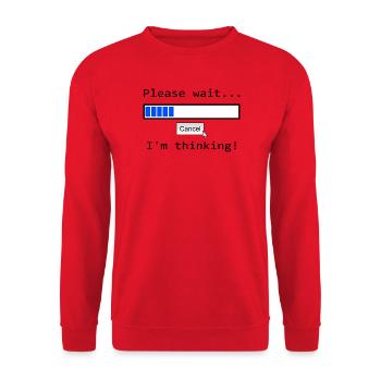 Blauer Fortschrittsbalken mit Abbrechen-Option - Unisex Pullover - Rot - Vorne - Alina (178cm) & Michal (187cm)