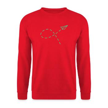 Papierflug Neon Reise - Unisex Pullover - Rot - Vorne - Alina (178cm) & Michal (187cm)