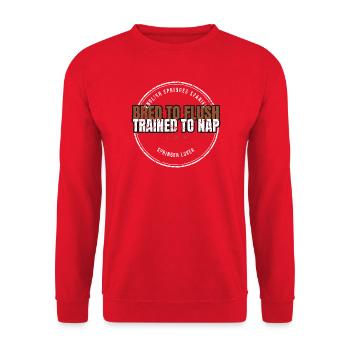English Springer Spaniel - Bred To Flush Trained T - Unisex Pullover - Rot - Vorne - Alina (178cm) & Michal (187cm)