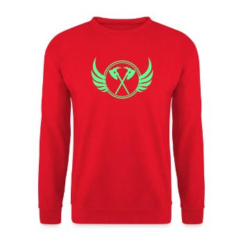 Axtflügel Emblem - Unisex Pullover - Rot - Vorne - Alina (178cm) & Michal (187cm)