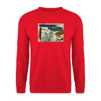 Erdfarbene Abstraktbild - Unisex Pullover - Rot - Vorne - Alina (178cm) & Michal (187cm)