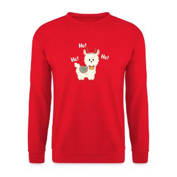 Weihnachtslama mit Glocke - Unisex Pullover - Rot - Vorne - Alina (178cm) & Michal (187cm)