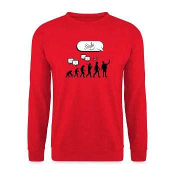 Entwicklung der Kommunikation - Unisex Pullover - Rot - Vorne - Alina (178cm) & Michal (187cm)