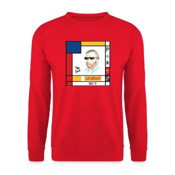 Retro-Mondrian-Porträt Samstag - Unisex Pullover - Rot - Vorne - Alina (178cm) & Michal (187cm)