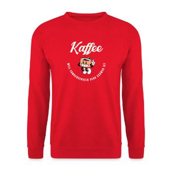 Kaffee Erwachsensein Lustig Spruch Retro Vintage - Unisex Pullover - Rot - Vorne - Alina (178cm) & Michal (187cm)