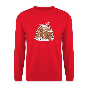Zuckersüßes Winterhaus - Unisex Pullover - Rot - Vorne - Alina (178cm) & Michal (187cm)