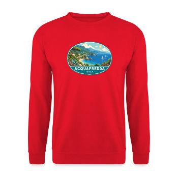 Entdecken Sie Acquafredda an der Tyrrhenischen Meeresküste in Italien - Unisex Pullover - Rot - Vorne - Alina (178cm) & Michal (187cm)