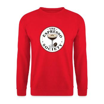 The Espresso Society Retro Kaffee - Unisex Pullover - Rot - Vorne - Alina (178cm) & Michal (187cm)