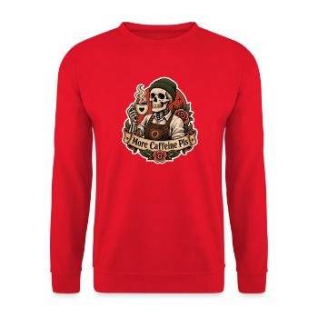 More Caffeine Pls Kaffee Skelett - Unisex Pullover - Rot - Vorne - Alina (178cm) & Michal (187cm)