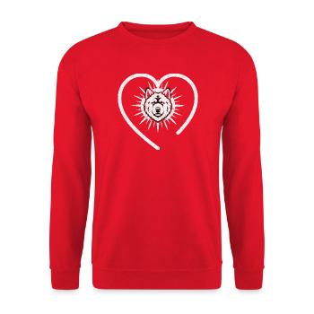 Akita Inu - Stubborn Is A Feature - Hundefreunde - Unisex Pullover - Rot - Vorne - Alina (178cm) & Michal (187cm)