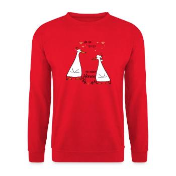 Gänse Duo - Unisex Pullover - Rot - Vorne - Alina (178cm) & Michal (187cm)