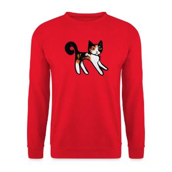 Calico Verspielte Katzen-Silhouette - Unisex Pullover - Rot - Vorne - Alina (178cm) & Michal (187cm)
