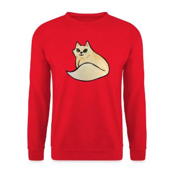 Aquarell-Katzen-Curling-Illustration - Unisex Pullover - Rot - Vorne - Alina (178cm) & Michal (187cm)