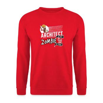 Architect by day Zombie by night - Architekt - Unisex Pullover - Rot - Vorne - Alina (178cm) & Michal (187cm)