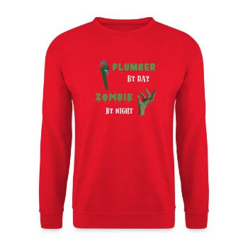Plumber by day Zombie by night - Rohrzange - Unisex Pullover - Rot - Vorne - Alina (178cm) & Michal (187cm)