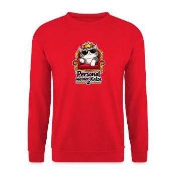 Katze – Personal meiner Katze - Unisex Pullover - Rot - Vorne - Alina (178cm) & Michal (187cm)