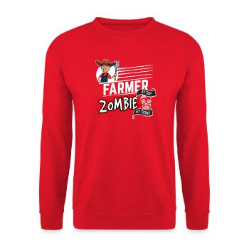 Farmer by day Zombie by night - Bauer - Unisex Pullover - Rot - Vorne - Alina (178cm) & Michal (187cm)