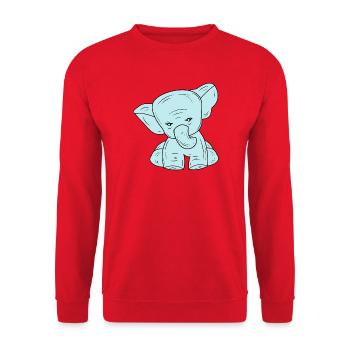 Blaue Linie zeichnender Elefanten - Unisex Pullover - Rot - Vorne - Alina (178cm) & Michal (187cm)
