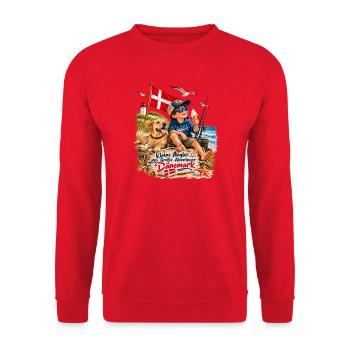 Kleine Angler Große Abenteuer Dänemark - Unisex Pullover - Rot - Vorne - Alina (178cm) & Michal (187cm)