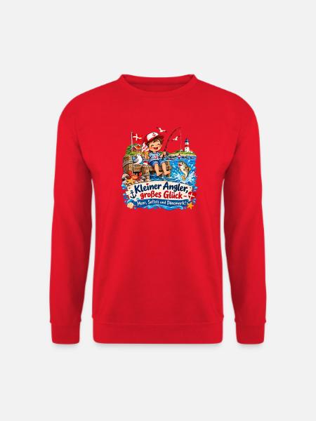 KleinerAngler GroßesGlück Küstenpoesie - Unisex Pullover - Rot